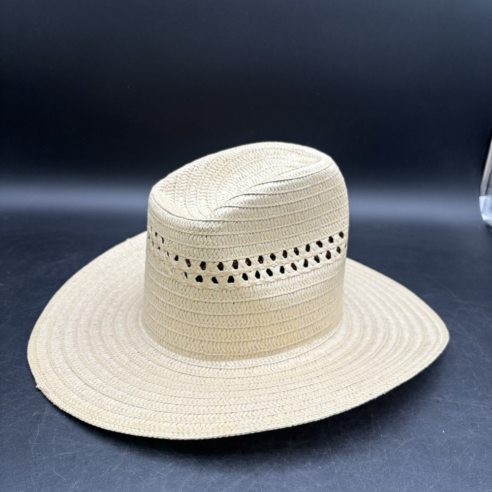Poly Straw Cowboy Hat Size 7 1/8 M Men or Women Beige Beach Hat